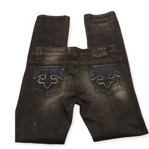 BF Rock for Express Distress Slim Straight Black jeans Women's Low Rise 30 x 32